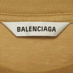 مملوكة مسبقًا Balenciaga Khaki Logo Embroidered Jersey T-Shirt S