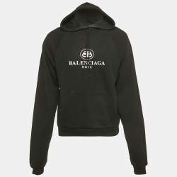 مملوكة مسبقًا Balenciaga Black Logo Print Cotton Hoodie XS