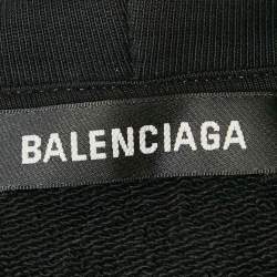 Pre Owned Balenciaga Black Logo Print Cotton Hoodie XS