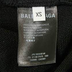 Pre Owned Balenciaga Black Logo Print Cotton Hoodie XS