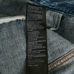 مملوكة مسبقًا جاكيت بالنسياغا جينز بنمط شعار أزرق واسع مقاس صغير - سمول