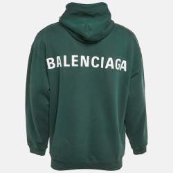 مملوكة مسبقًا Balenciaga Green Logo Print Cotton Knit Hoodie M