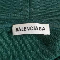 مملوكة مسبقًا Balenciaga Green Logo Print Cotton Knit Hoodie M