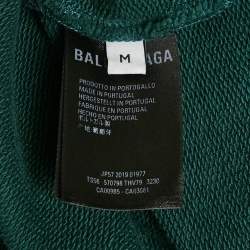مملوكة مسبقًا Balenciaga Green Logo Print Cotton Knit Hoodie M
