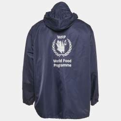 مملوكة مسبقًا Balenciaga Navy Blue WFP Print Nylon Oversized Jacket S