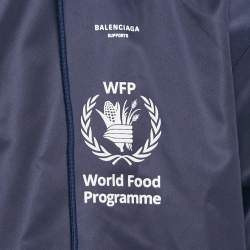 مملوكة مسبقًا Balenciaga Navy Blue WFP Print Nylon Oversized Jacket S