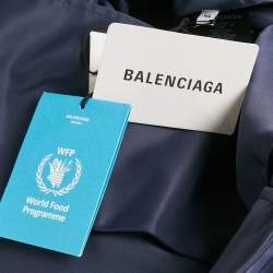 مملوكة مسبقًا Balenciaga Navy Blue WFP Print Nylon Oversized Jacket S