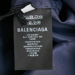 مملوكة مسبقًا Balenciaga Navy Blue WFP Print Nylon Oversized Jacket S