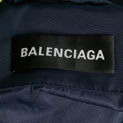 مملوكة مسبقًا Balenciaga Navy Blue WFP Print Nylon Oversized Jacket S