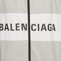 Pre Owned Balenciaga Unisex Grey Logo Print Oversized Jacket XS