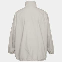 Pre Owned Balenciaga Unisex Grey Logo Print Oversized Jacket XS