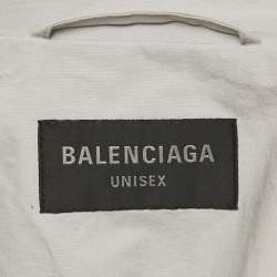 Pre Owned Balenciaga Unisex Grey Logo Print Oversized Jacket XS