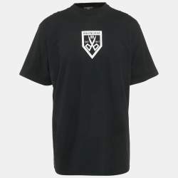 Pre Owned Balenciaga Unifit Black Logo Print Cotton T-Shirt XS