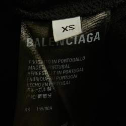 مملوكة مسبقًا تـي شيرت بالنسياغا قطن مطبوع بالشعار أسود مـقاس صغـير جدًا - إكس سـمول