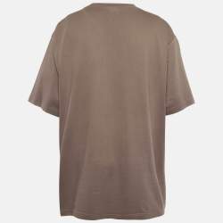 مملوكة مسبقًا تي شيرت بالنسياغا شعار مطبوع بني للجنسين جيرسي ممزق مقاس متوسط - ميديم