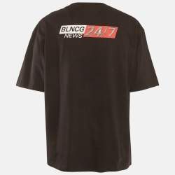 Pre Owned قميص بالنسياجا قديم أسود جيرسي حملة سياسية تي شيرت مقاس كبير جدًا