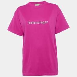 مملوكة مسبقًا Balenciaga Unisex Pink Logo Print Jersey T-Shirt S