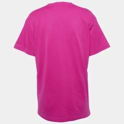 مملوكة مسبقًا تي شيرت بالنسياجا جيرسي وردي بطباعة الشعار للجنسين مقاس صغير