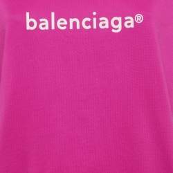 مملوكة مسبقًا تي شيرت بالنسياجا جيرسي وردي بطباعة الشعار للجنسين مقاس صغير