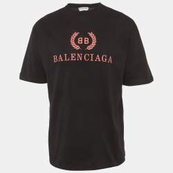 مملوكة مسبقًا Balenciaga Black Logo Print Jersey T-Shirt XS