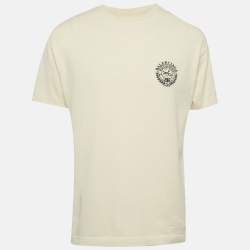 Pre Owned Balenciaga Unisex Cream Embroidered Jersey T-Shirt XS
