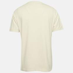 Pre Owned Balenciaga Unisex Cream Embroidered Jersey T-Shirt XS