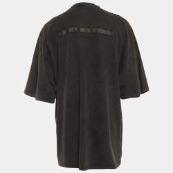 Pre Owned Balenciaga Unisex Grey Logo Strikethrough Print Jersey T-Shirt XXL