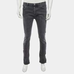 Pre Owned Balenciaga Grey Denim Straight Fit Jeans L/Waist 33"