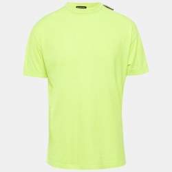 Pre Owned تي شيرت بالنسياغا شعار مطبوع بني للجنسين جيرسي ممزق مقاس متوسط - ميديم