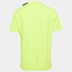 Pre Owned تي شيرت بالنسياغا شعار مطبوع بني للجنسين جيرسي ممزق مقاس متوسط - ميديم