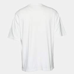 Pre Owned Balenciaga White Logo Print Jersey Crewneck T-Shirt XS