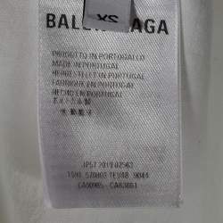 Pre Owned Balenciaga White Logo Print Jersey Crewneck T-Shirt XS