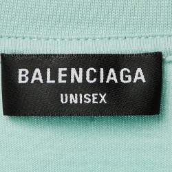 Pre Owned Balenciaga Unisex Green Cotton T-shirt & Sweat Shorts Set M