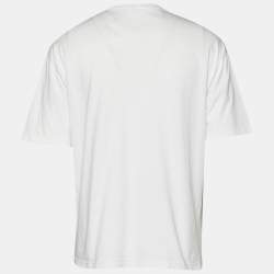 مملوكة مسبقًا تي شيرت بالنسياغا رقبة مستديرة قطن طباعة شعار أبيض مقاس صغير