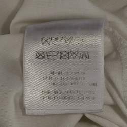 مملوكة مسبقًا تي شيرت بالنسياغا رقبة مستديرة قطن طباعة شعار أبيض مقاس صغير