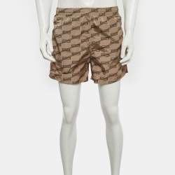Pre Owned Balenciaga Brown BB Monogram Nylon Swim Shorts XL