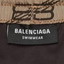 Pre Owned Balenciaga Brown BB Monogram Nylon Swim Shorts XL