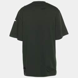 Pre Owned قميص بالنسياغا قطن أخضر محاك متآكل مقاس صغير جدًا (إكس سمول)