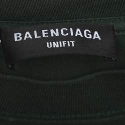 Pre Owned قميص بالنسياغا قطن أخضر محاك متآكل مقاس صغير جدًا ( إكس سمول)