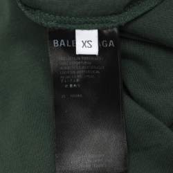 Pre Owned قميص بالنسياغا قطن أخضر محاك متآكل مقاس صغير جدًا (إكس سمول)