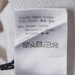 Pre Owned هودي بالنسياغا قطن مطبوع بشعار أبيض كبير الحجم مقاس صغير