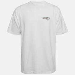 مملوكة مسبقًا Balenciaga White Political Campaign Print Jersey T-Shirt S