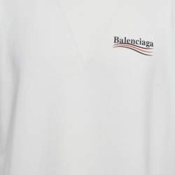 Pre Owned Balenciaga White Political Campaign Print Jersey T-Shirt S