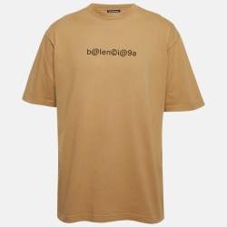مملوكة مسبقًا Balenciaga Brown Printed Jersey Oversized T-Shirt S