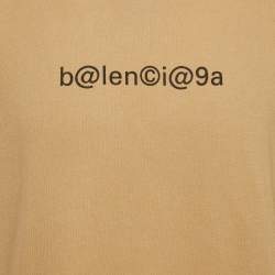 Pre Owned Balenciaga Brown Printed Jersey Oversized T-Shirt S