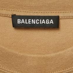 Pre Owned Balenciaga Brown Printed Jersey Oversized T-Shirt S