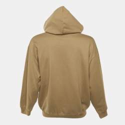 Pre Owned Balenciaga Brown Logo Printed Cotton Knit Hoodie M