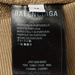 Pre Owned Balenciaga Brown Logo Printed Cotton Knit Hoodie M