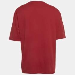 Pre Owned تي شيرت بالنسياغا جيرسي بني مطبوع بقصة واسعة مقاس صغير - سمول