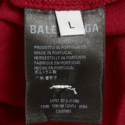 Pre Owned تي شيرت بالنسياغا جيرسي بني مطبوع بقصة واسعة مقاس صغير - سمول